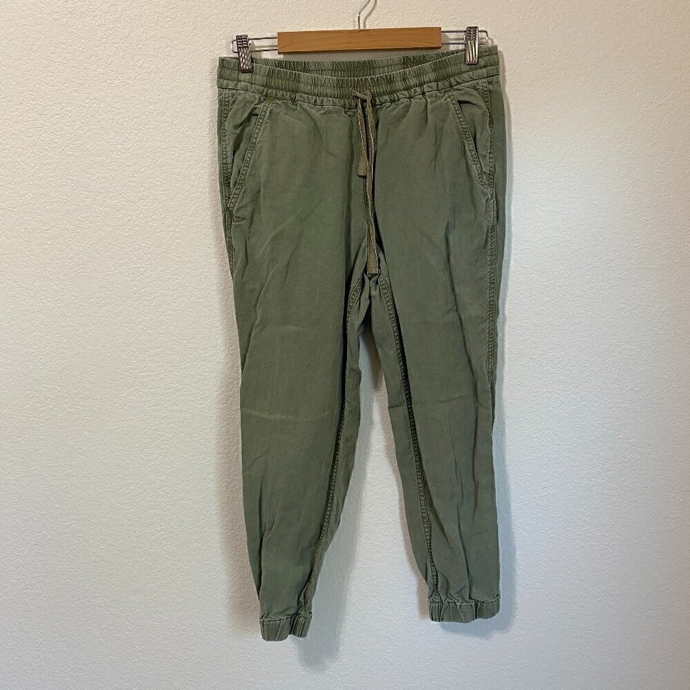 J.Crew Olive Green Linen Blend Jogger Pants Utility Relaxed Fit Capsule Wardrobe